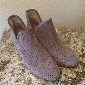 Lucky Brand Perforated Ankle Booties in Gray
